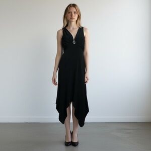 Compliance Alliance 1995 Diamante Sleeveless Asymmetrical Black Maxi Dress